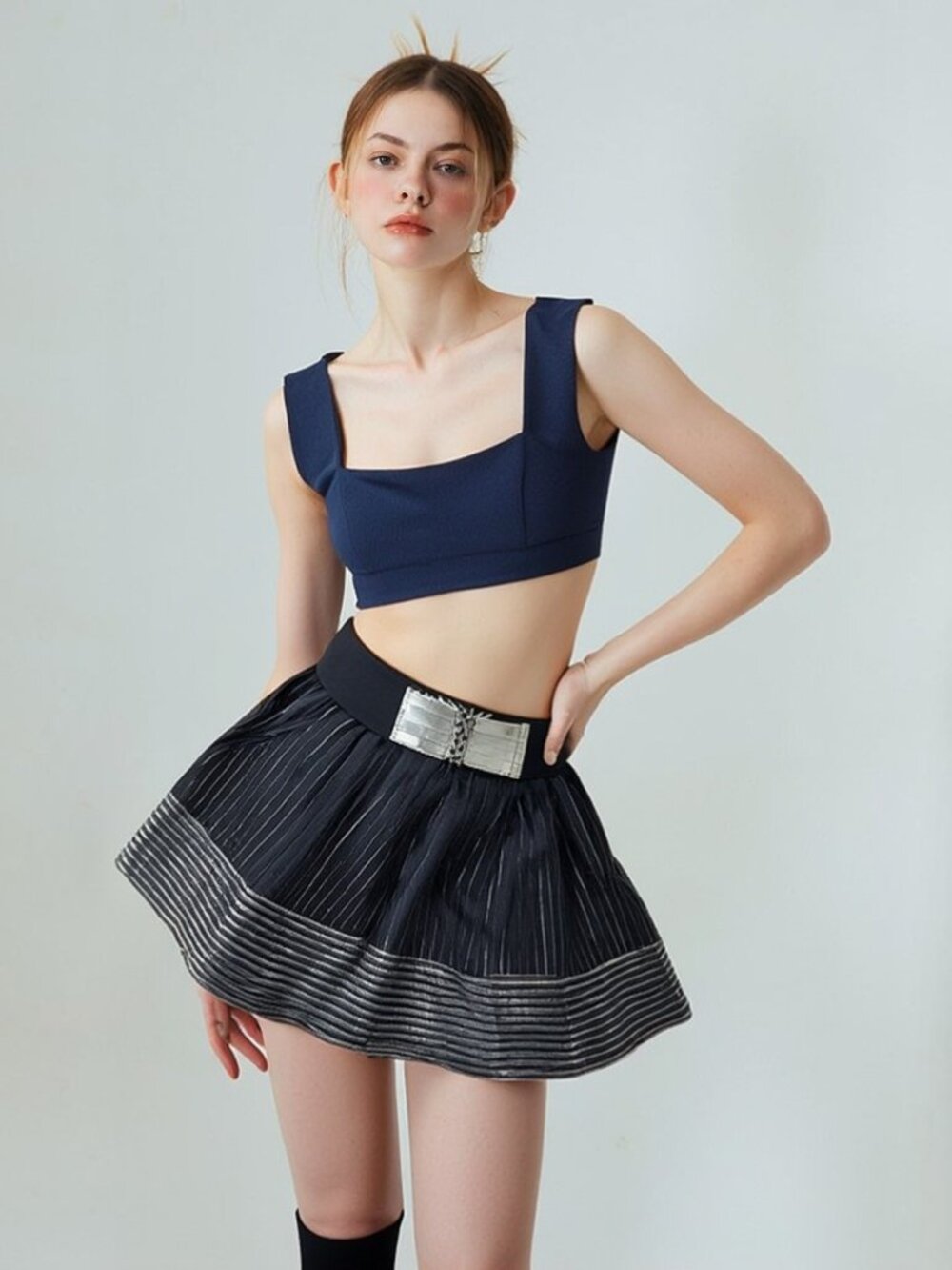 ๐๐ช๐ท๐ญ๐ฒ๐ฎ'๐ผ Juniors Striped Mini Skirt with Belt (Size S) โซ - Picture 2 of 11
